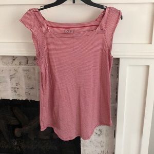 LOFT red & white striped tee